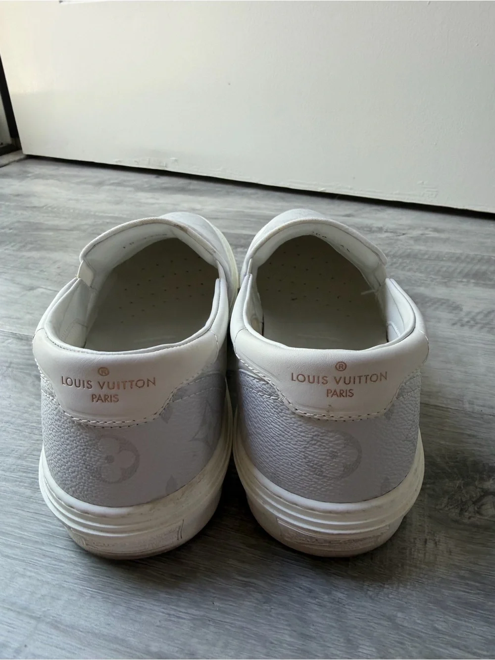 Louis Vuitton White Monogram Slip-On Sneakers